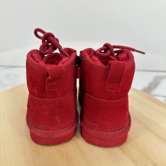 UGG Girls Winter Boots Size 12 Red Lace Up Zip Up Suede Outdoor Holidays - Picture 6 of 13